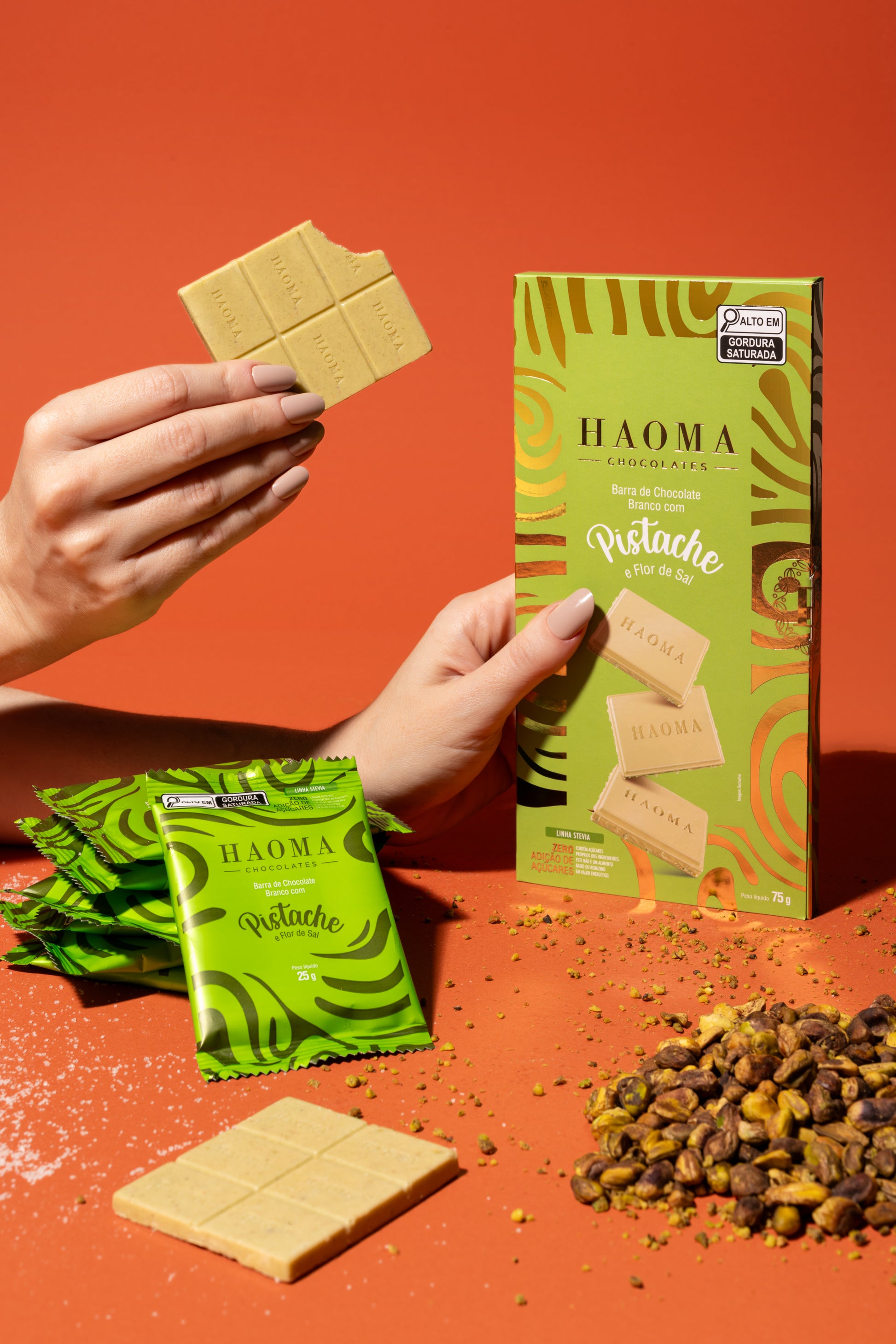 White Chocolate Bar with Pistachio and Sea Salt Flakes - 250g Pouch