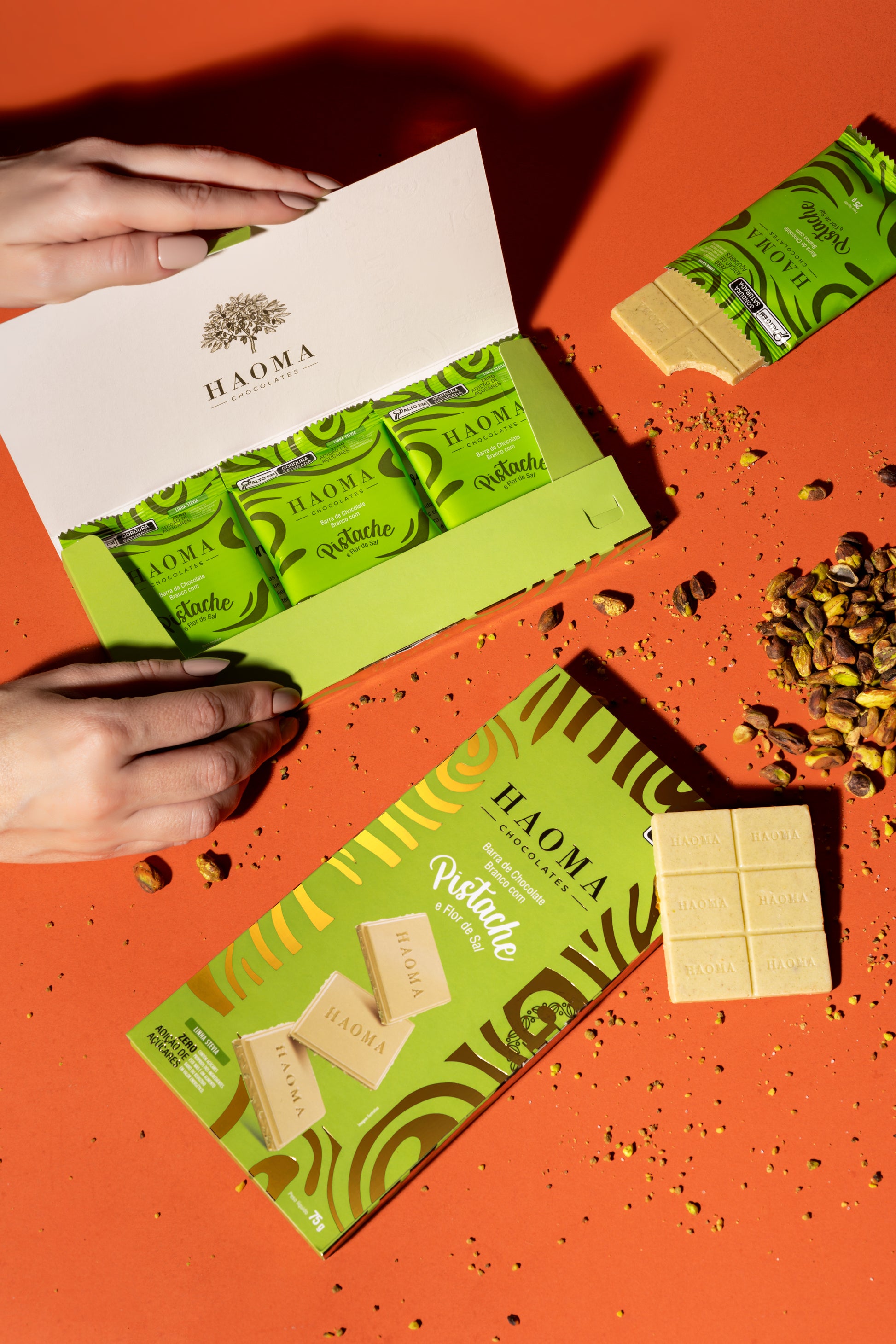 White Chocolate Bar with Pistachio and Sea Salt Flakes - 250g Pouch