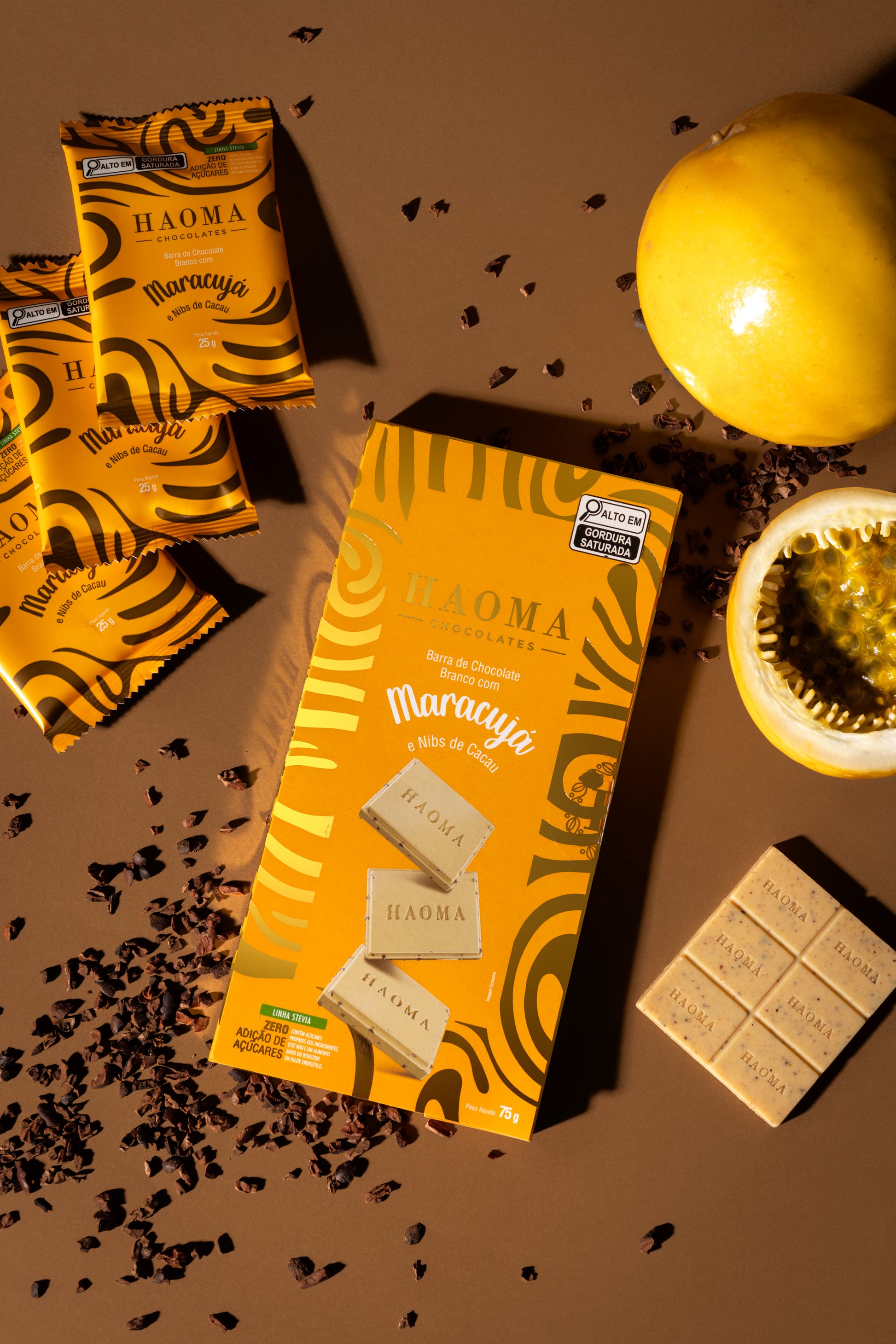 White Chocolate Bar with Passion Fruit and Cocoa Nibs - 250G Pouch