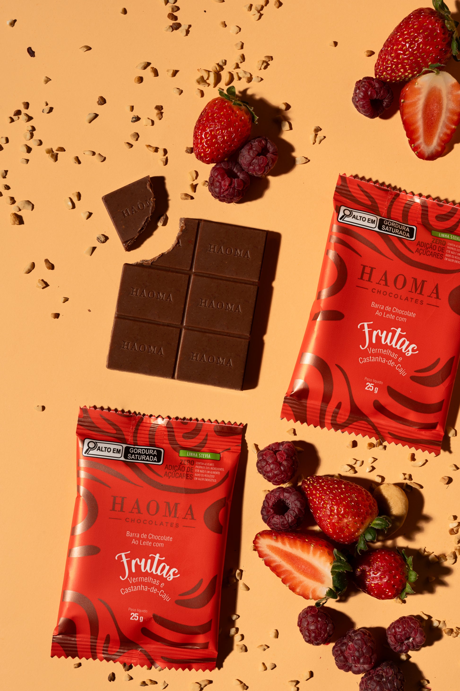 Milk Chocolate Bar with Red Berries and Cashew Nuts - 250g Pouch