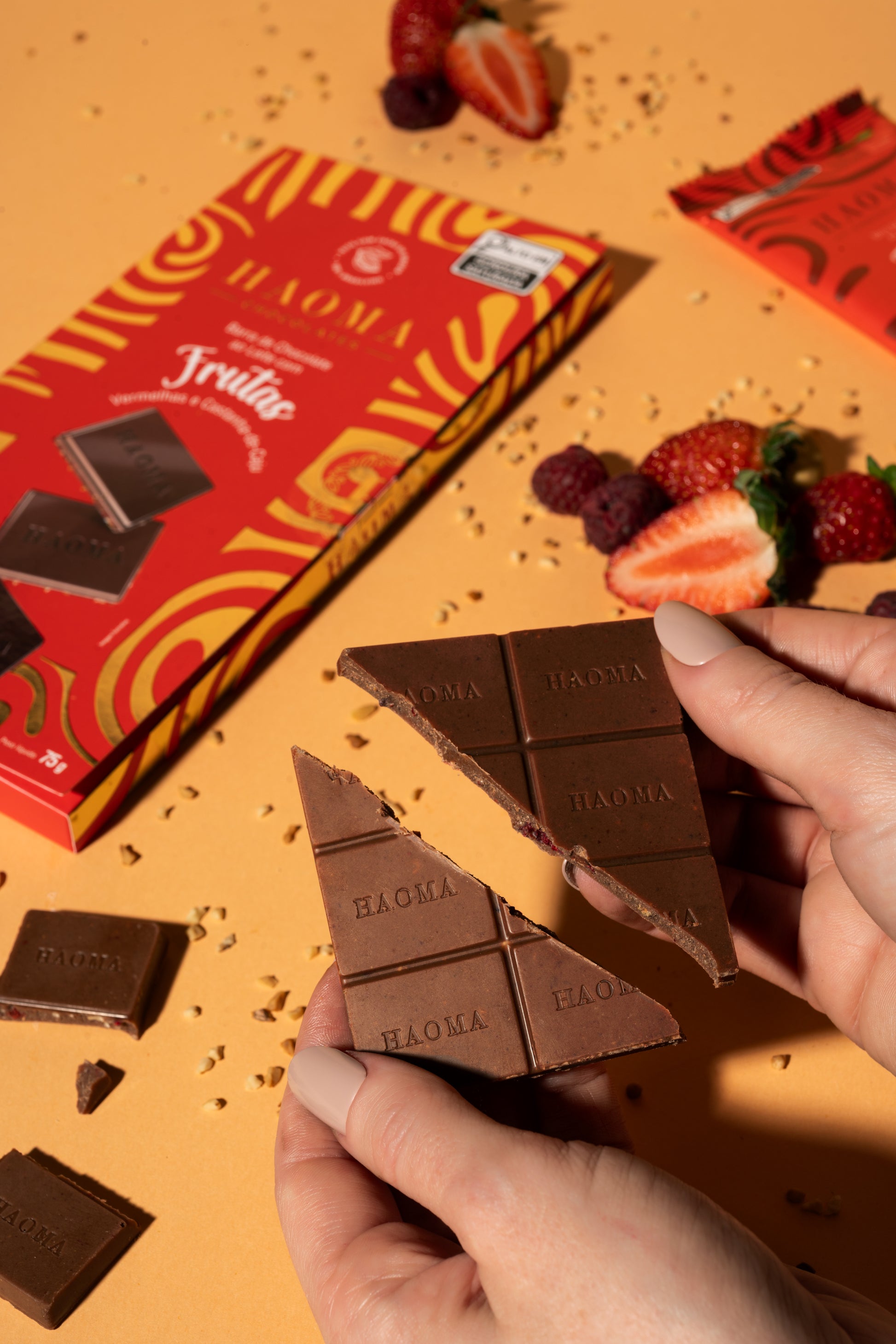 Milk Chocolate Bar with Red Berries and Cashew Nuts - 250g Pouch