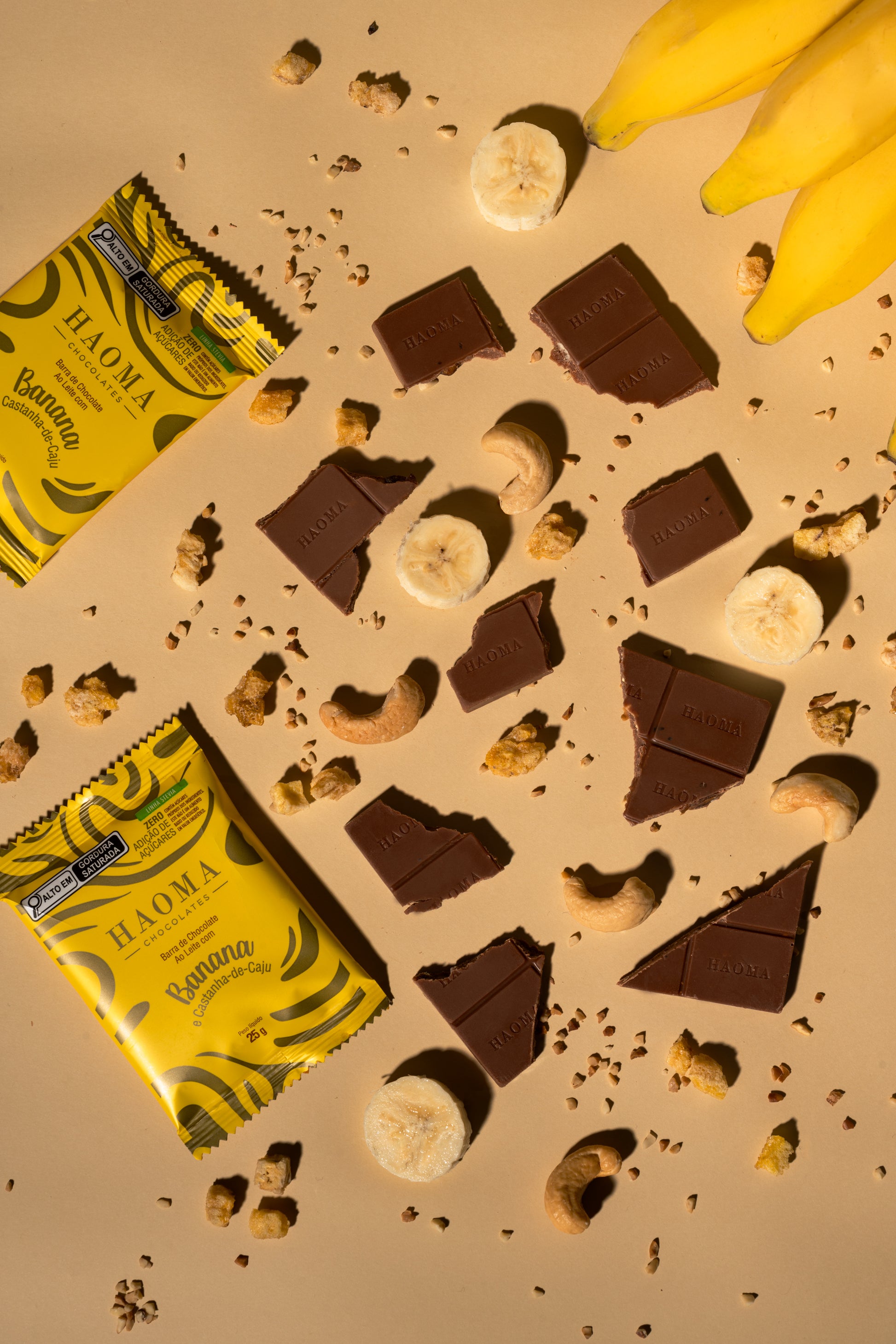 Milk Chocolate Bar with Banana and Cashew Nuts - 250g Pouch