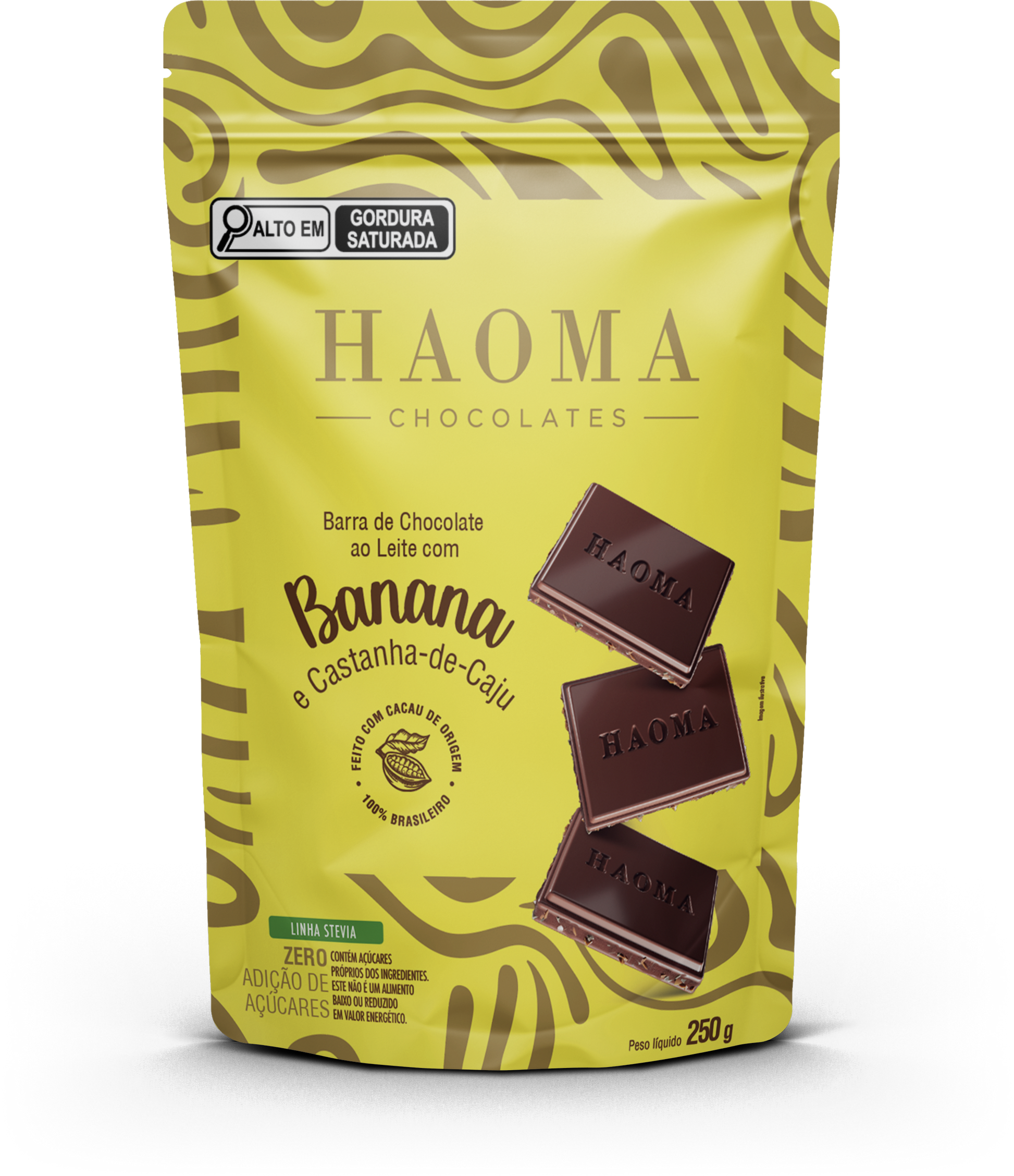 Milk Chocolate Bar with Banana and Cashew Nuts - 250g Pouch