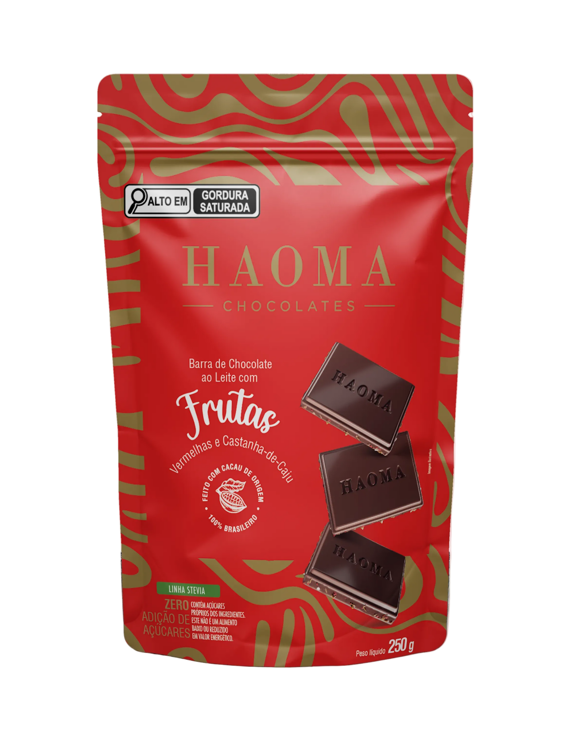 Milk Chocolate Bar with Red Berries and Cashew Nuts - 250g Pouch