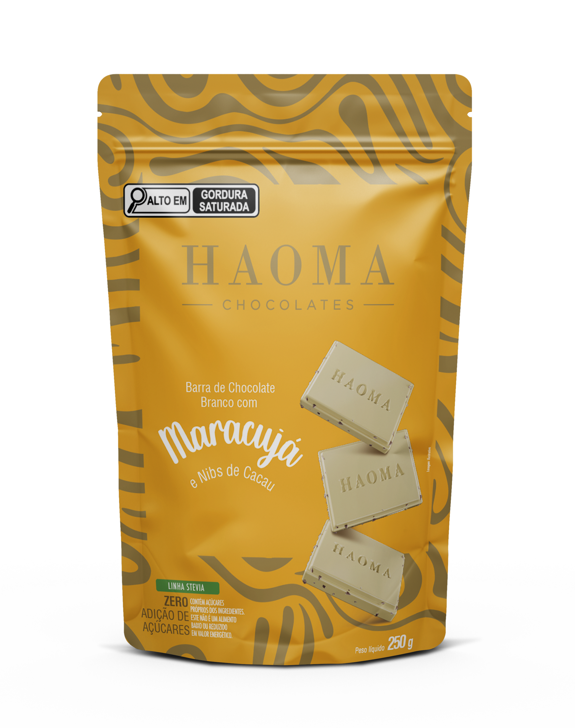 White Chocolate Bar with Passion Fruit and Cocoa Nibs - 250G Pouch