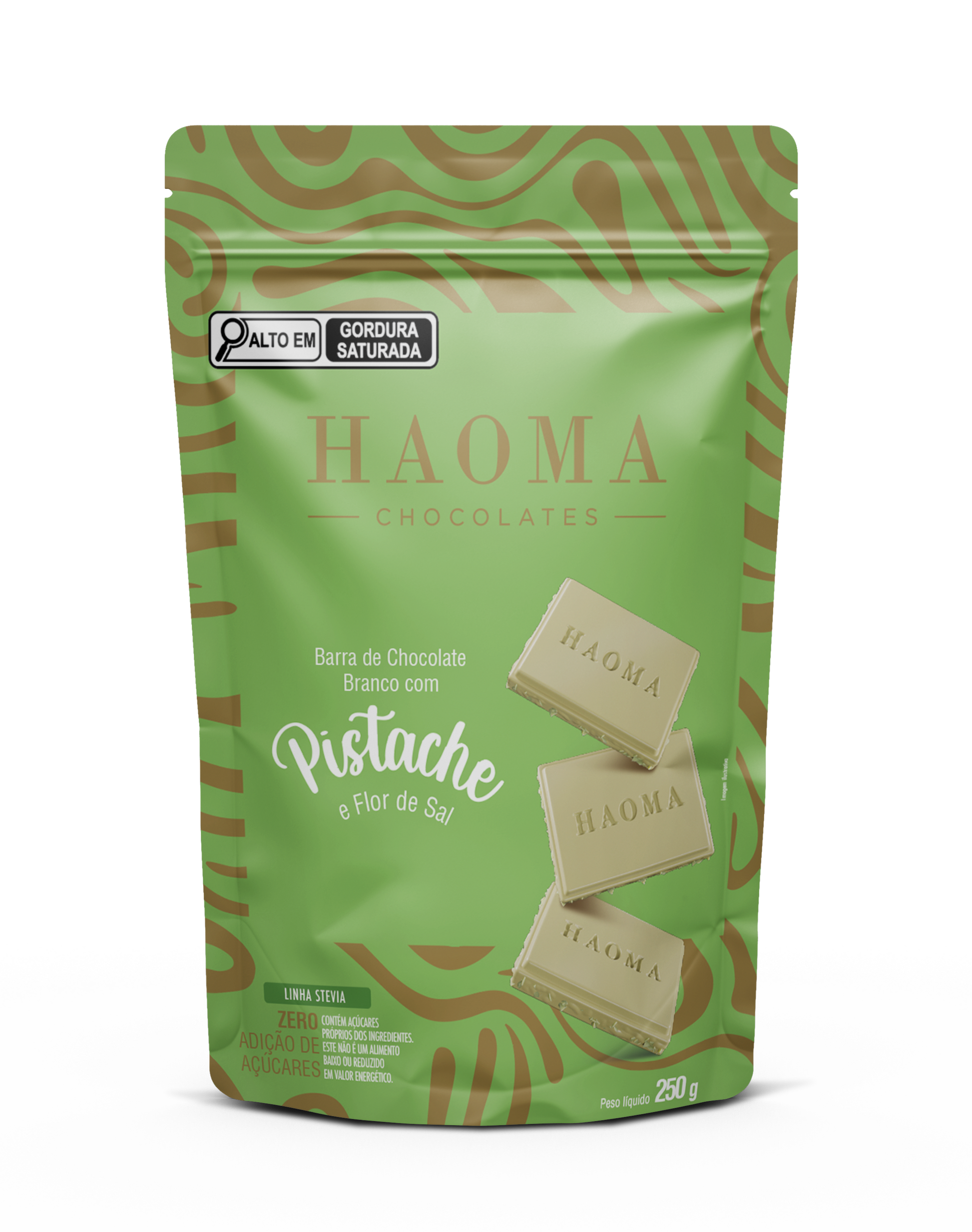 White Chocolate Bar with Pistachio and Sea Salt Flakes - 250g Pouch